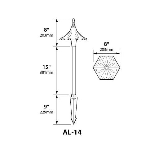 Focus Industries AL-14 Cast 120V Cast Aluminum Oriental Hat 8" Area Light with Stem (Lamp Not Included)