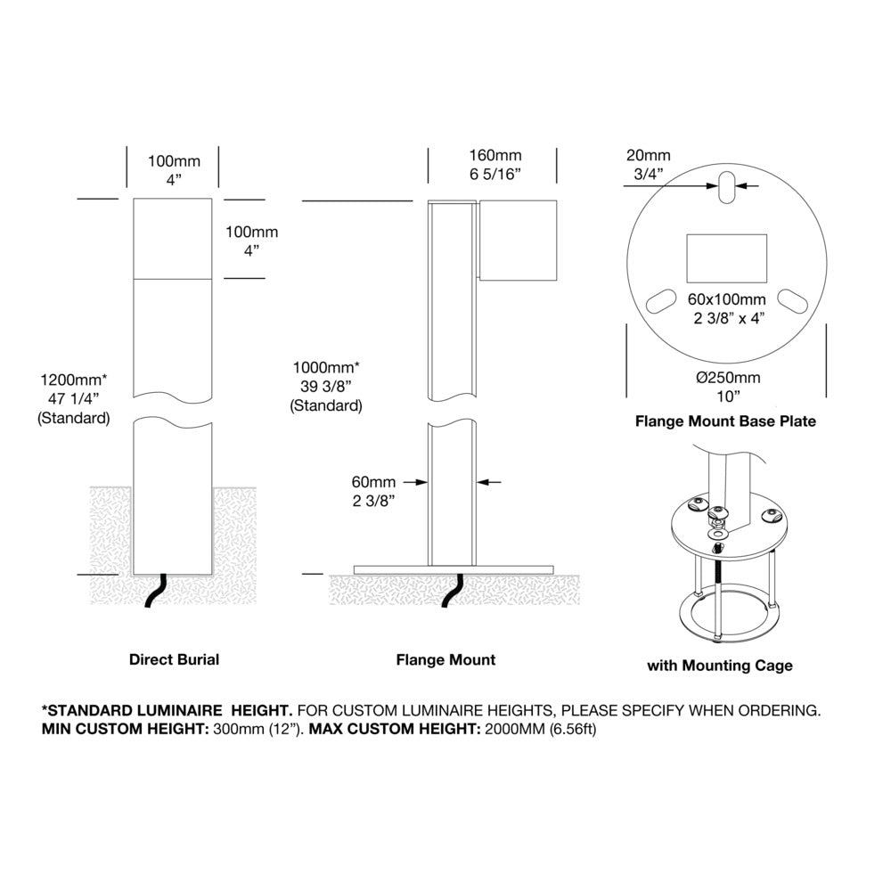 Hunza Direct Burial Arch Bollard I-Beam Light