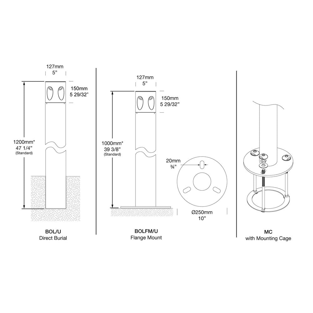 Hunza Flange Mount Ultra Bollard Light