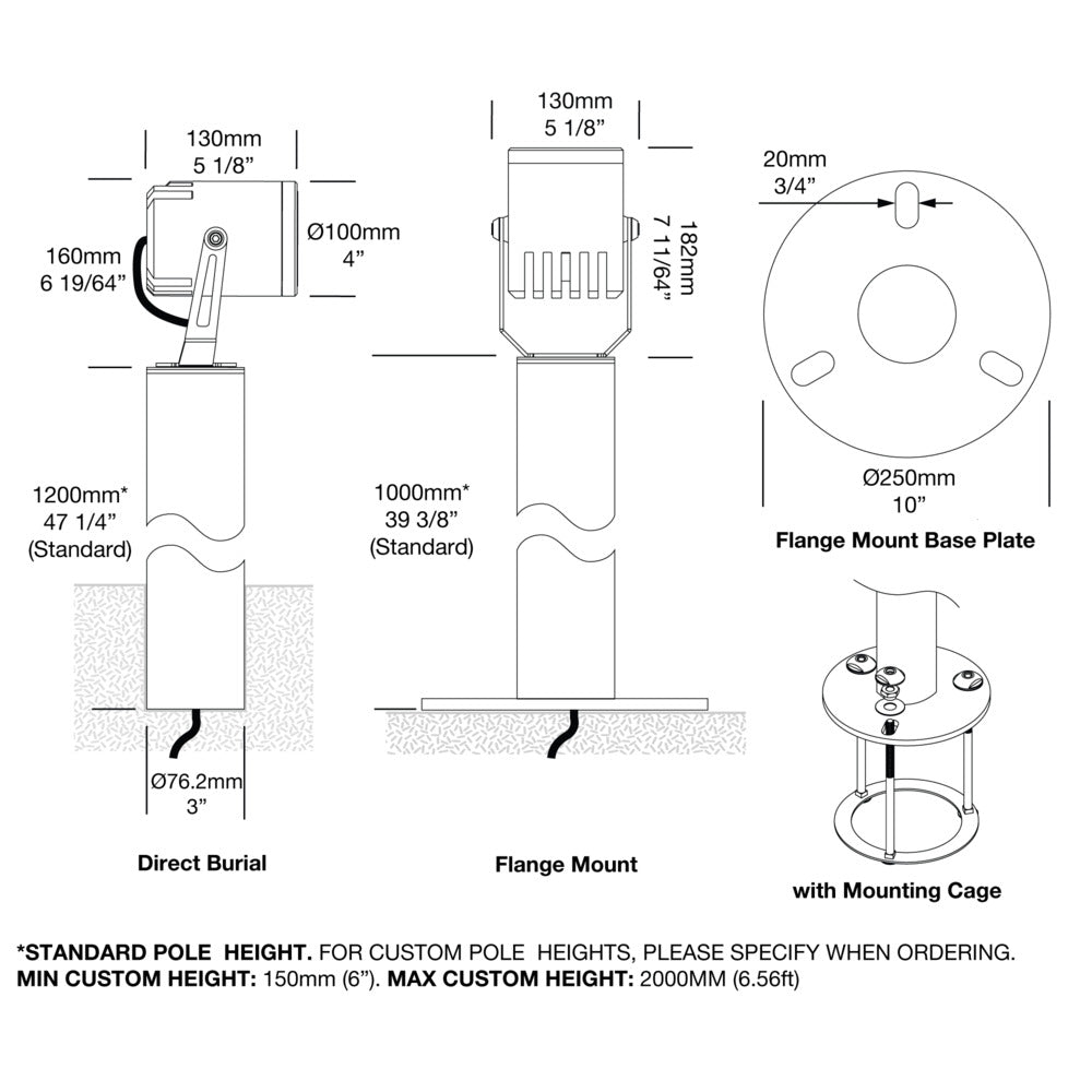 Hunza Ultra 35 Flange Mount Liquid Beam&trade; RGBW Pole Spot Light