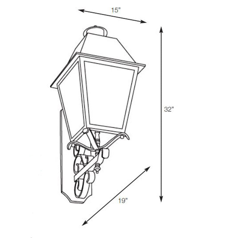 SPJ Lighting SPJ46-05B Heavy Scroll Mount Lantern 120V