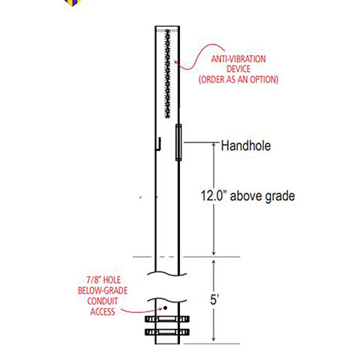 Advantage Environmental Lighting SSSQDB Straight Steel Square Direct Burial Pole - 4" Pole Size, 20" Height, 11 Gauge Construction