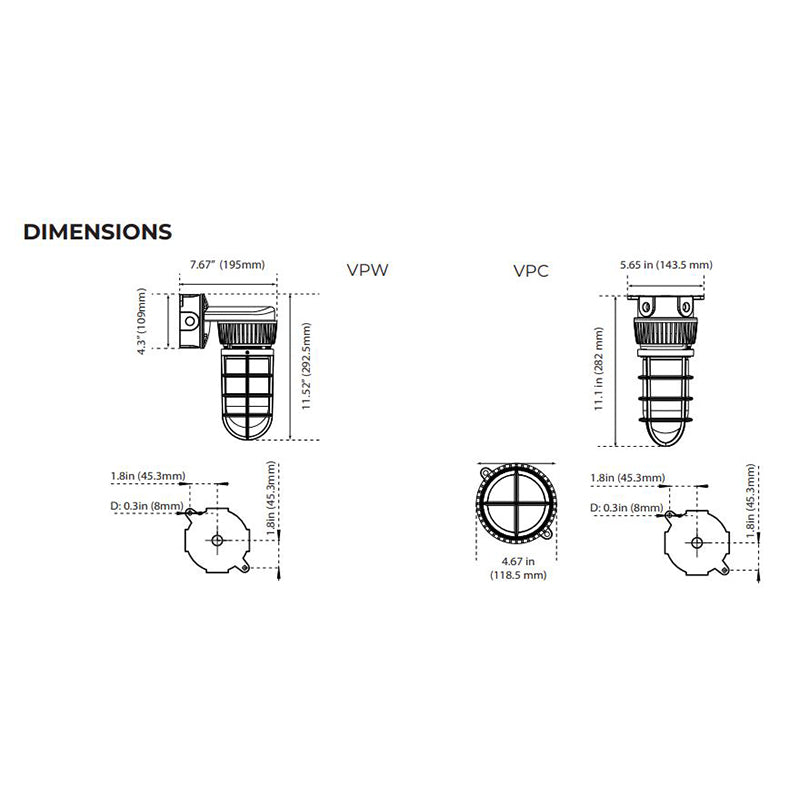 Advantage Environmental Lighting VPC & VPW LED Vaporproof Lighting