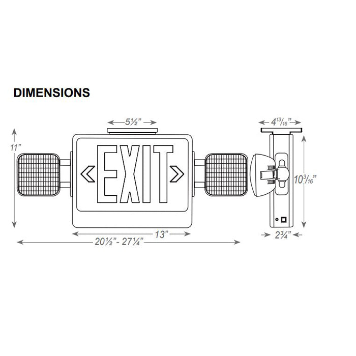 Advantage Environmental Lighting XEM8UBAA - BAA Compliant LED Exit & Incandescent Emergency Combo