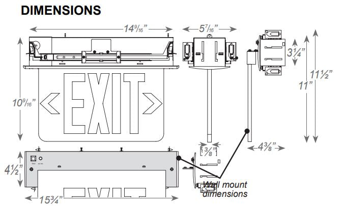 Advantage Environmental Lighting X9 Recessed Aluminum LED Edgelit Exit